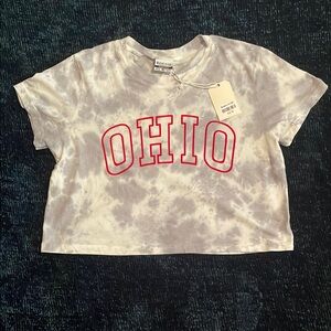 Ohio Women’s Crop Top Tie-Dye T-Shirt - Gray